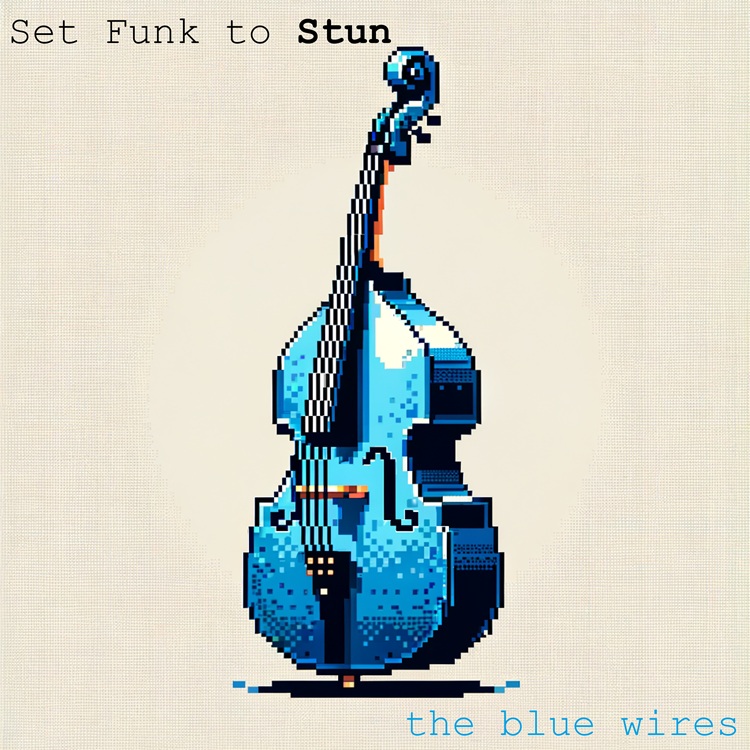 album cover showing a blue upright bass